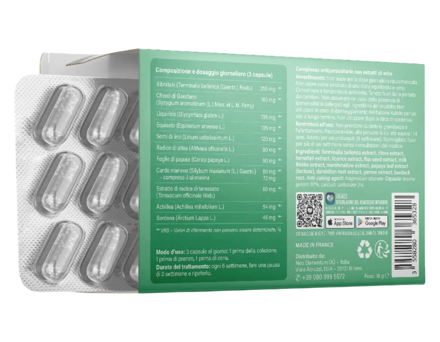 Parazax – Retro della Confezione